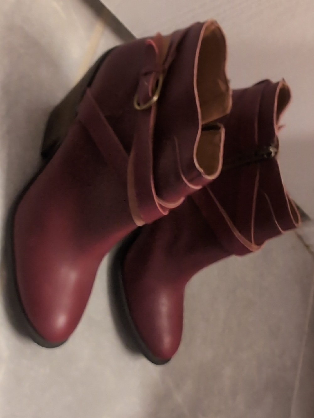 Lucky Brand Burgundy Wrap-Strap Ankle Booties